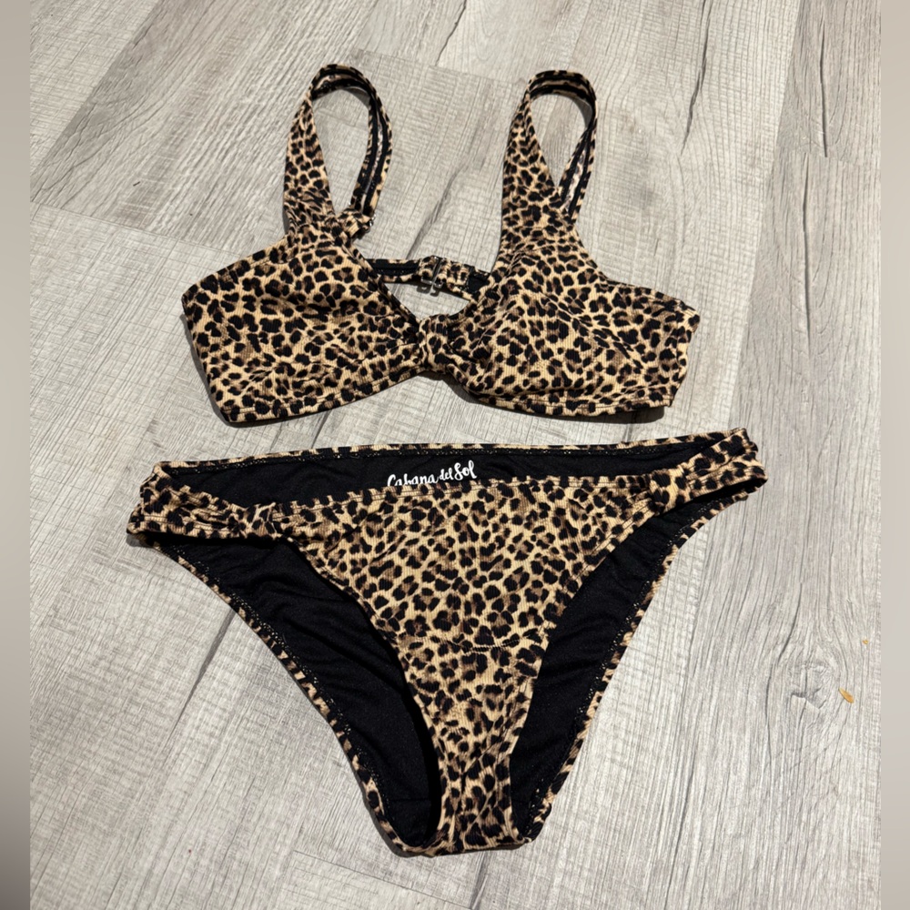 Cabana Del Sol Leopard Print Bikini Set Size M